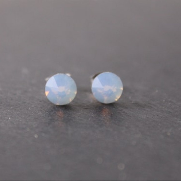 Light Blue Opal Crystal Studs - Picture 3 of 4